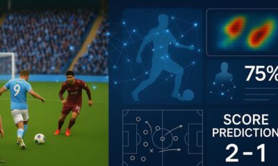 a man running on a green field